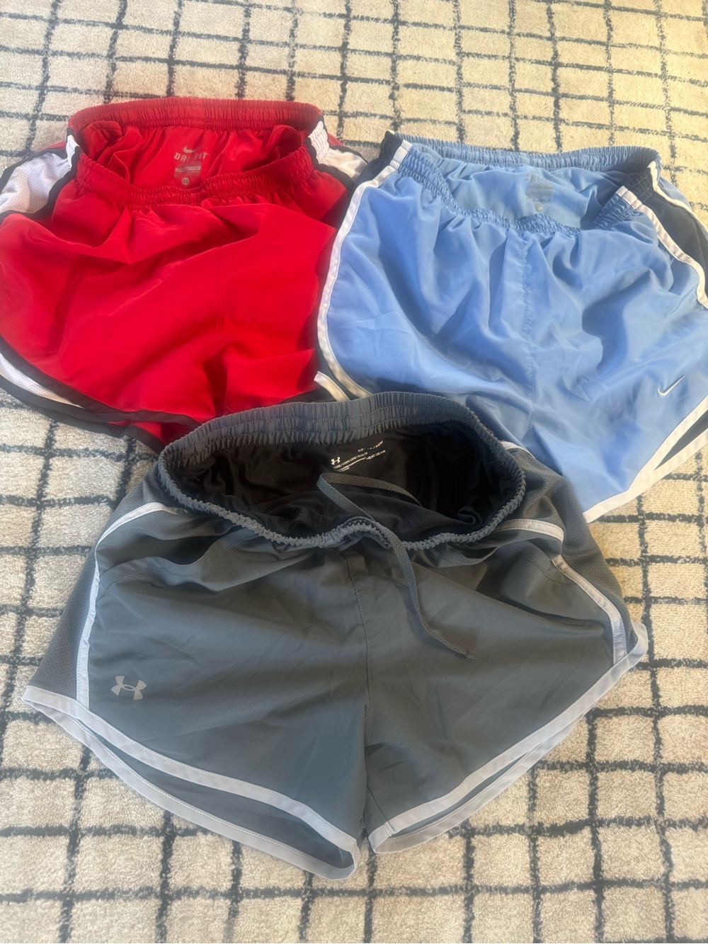Under Armour Black, Gray, Red and Light Blue Nike Athletic Shorts Pack